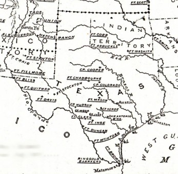 Map of U.S. Forts in Texas in 1861